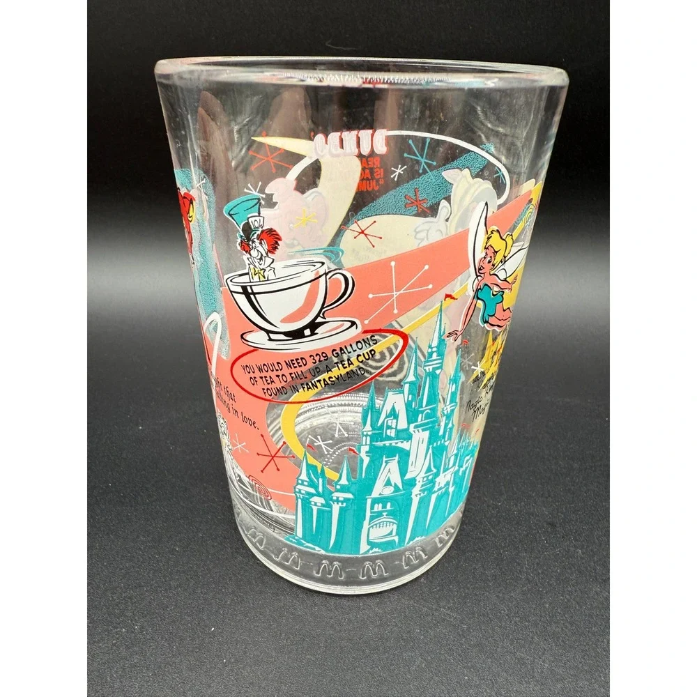 Disney Vintage 100 yr Glass Tumbler Dumbo Pinocchio Bambi Tinkerbell Collectible